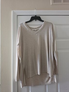 Cherish Oversized Long-sleeve Tee - Light Beige